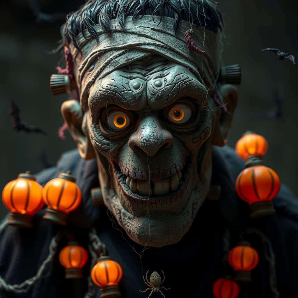 Jovial Frankenstein's Monster in Anime-Inspired 3D Realism