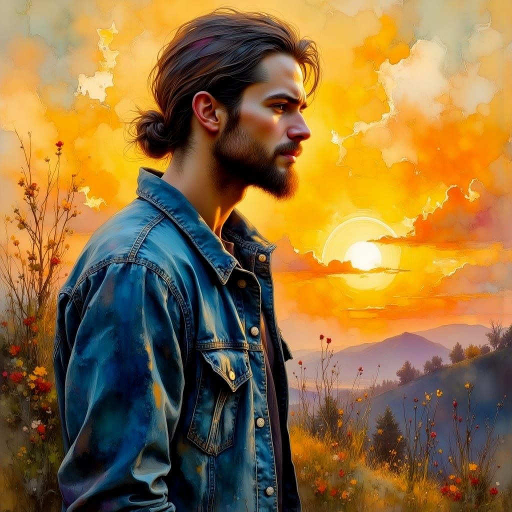 Contemplative Figure in Impasto Oil Painting