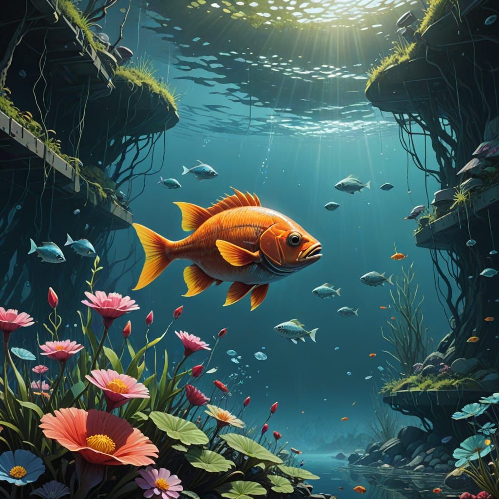 Iridescent Diamond Flowers Bloom Underwater with Gemstone Fi...