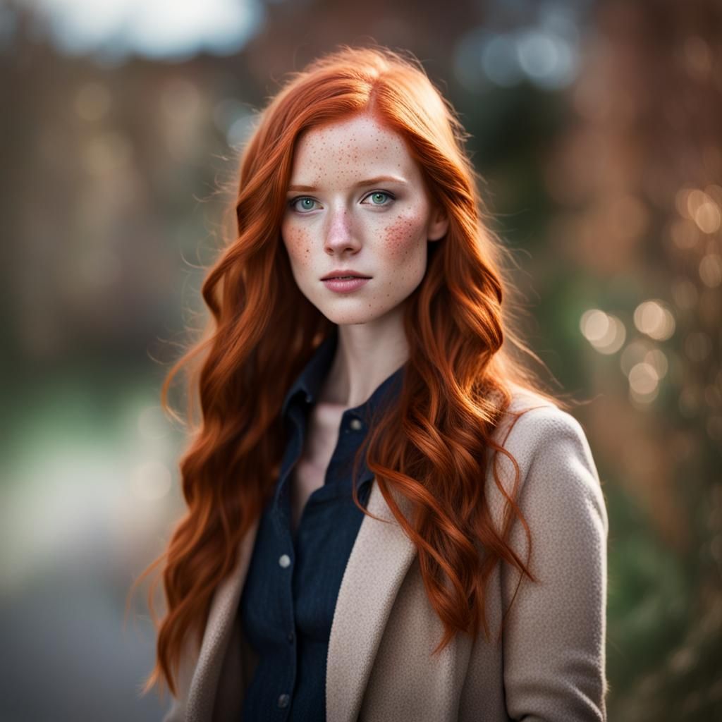 Freckled Redhead Portrait in Sharp Focus