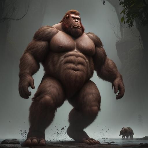 Sasquatch: Detailed Matte Painting of North American Cryptid