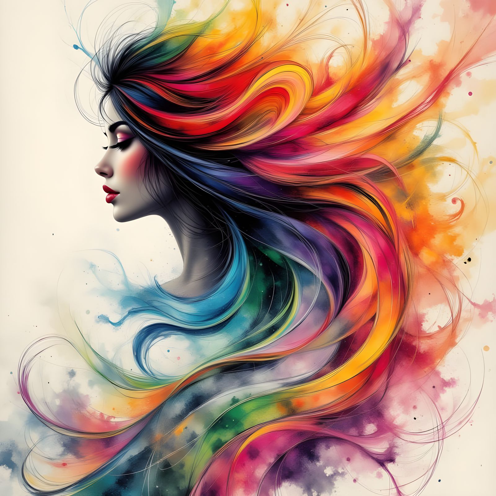 Thai Woman With Kaleidoscope Hair in Dreamy Style