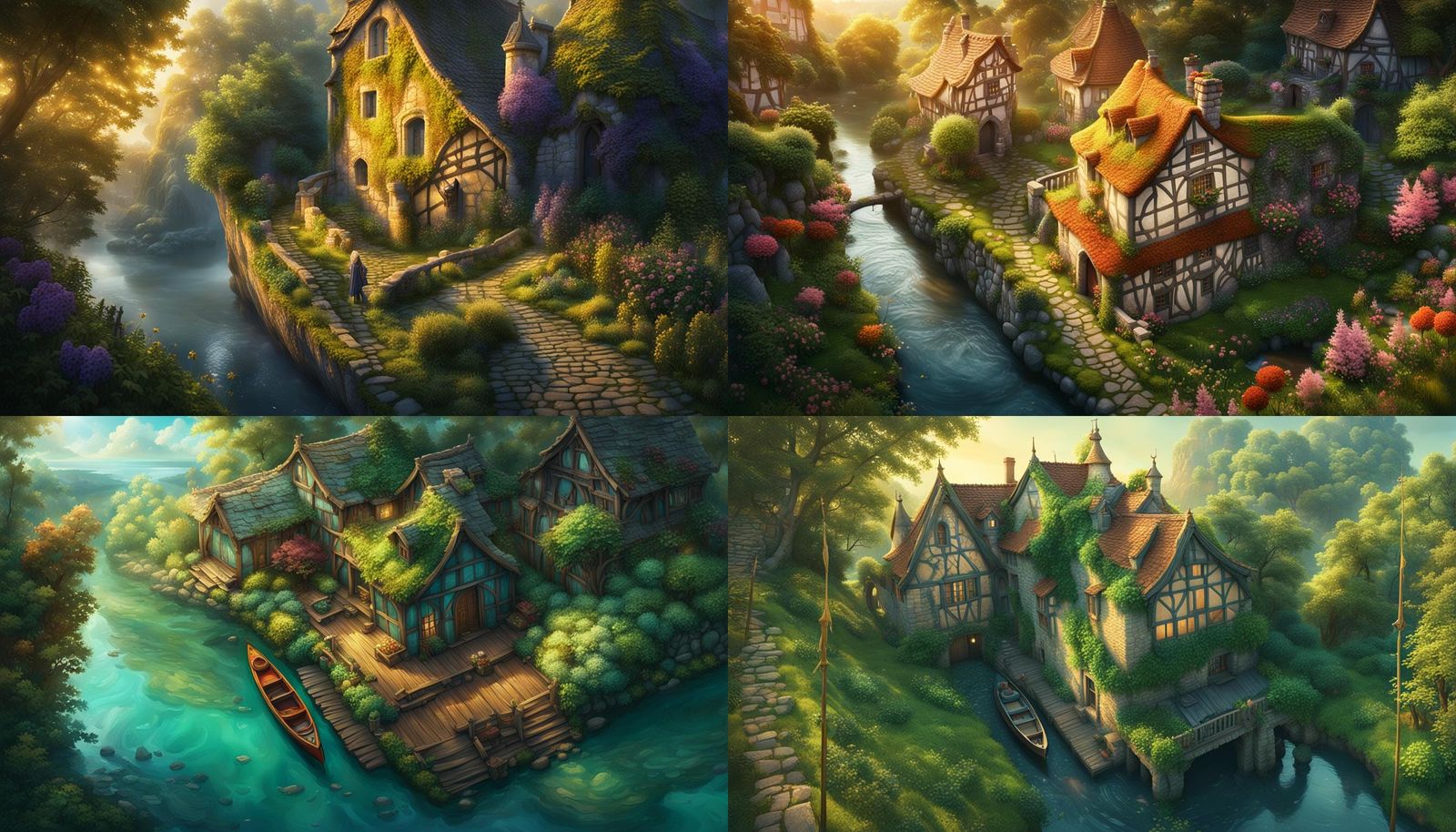 Medieval Town: Old House and River Garden