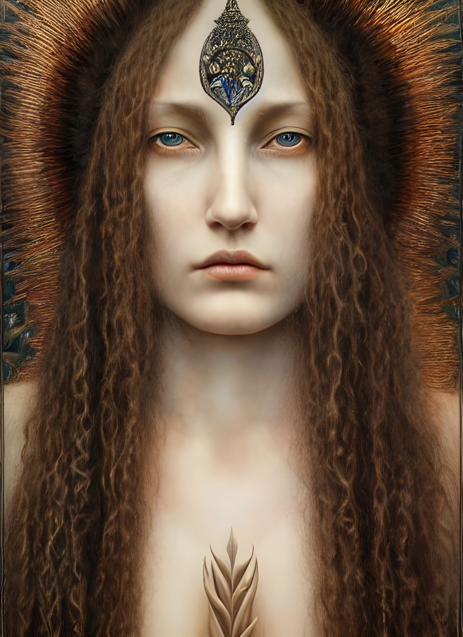 Divine High Priestess Portrait in Dark Fantasy Style
