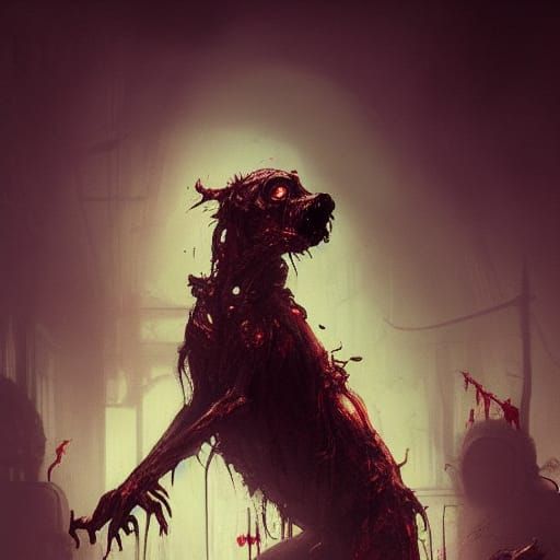 Creepy Zombie Dog in Dark Fantasy Concept Art