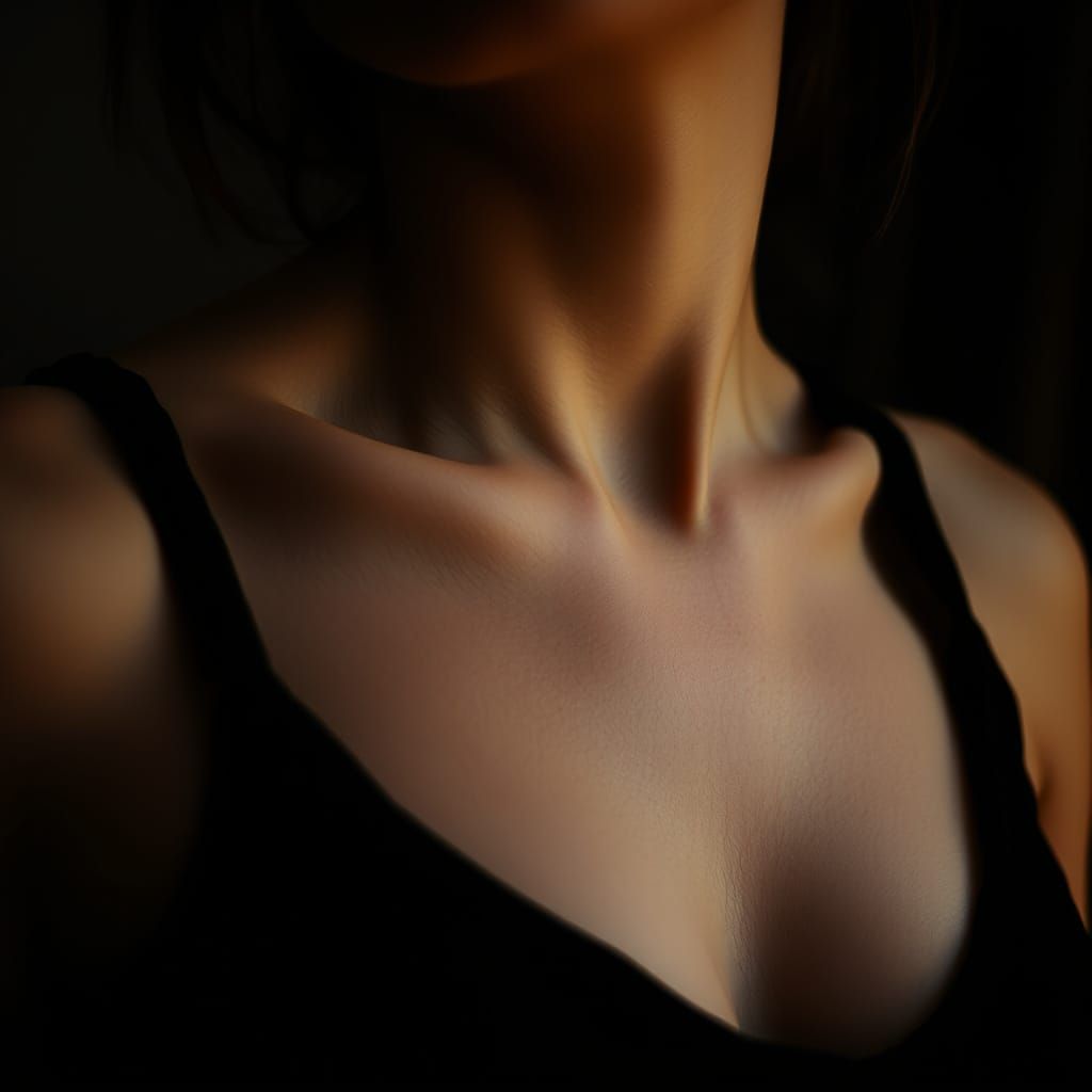 Intimate Close-Up: Woman's Armpits in Warm Light