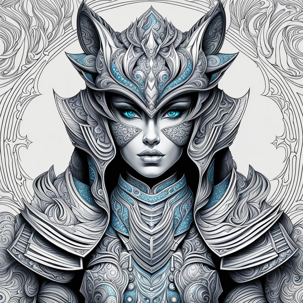 Kobold Female Paladin with Abstract Fractal Design