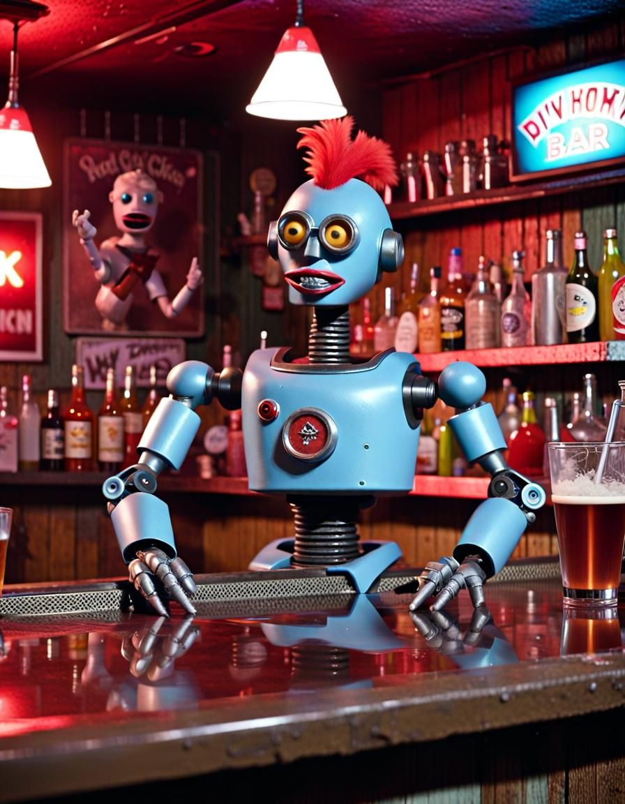 Robot Chicken in Dive Bar, 4K