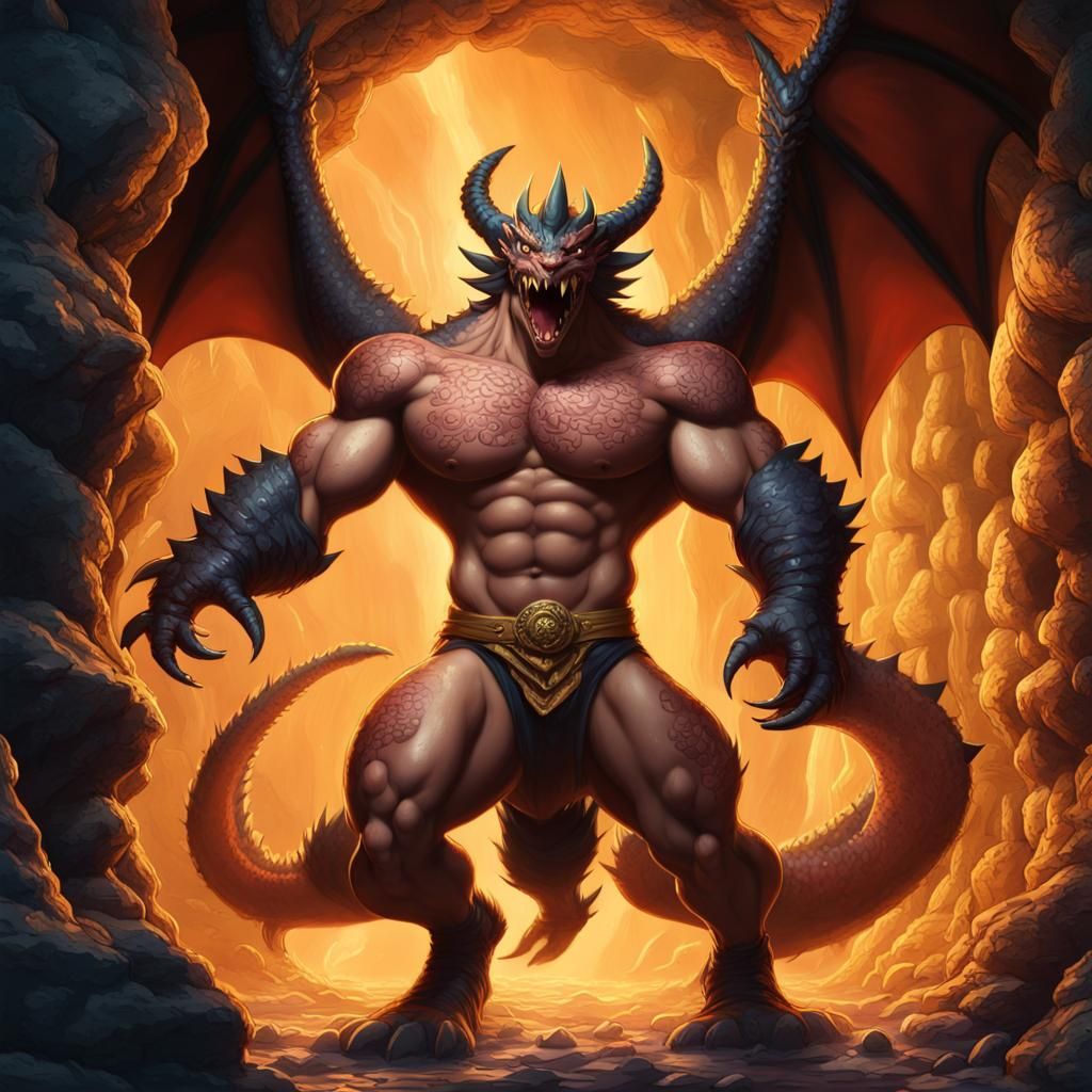 Half-Dragon Transformation in a Treasure Cave