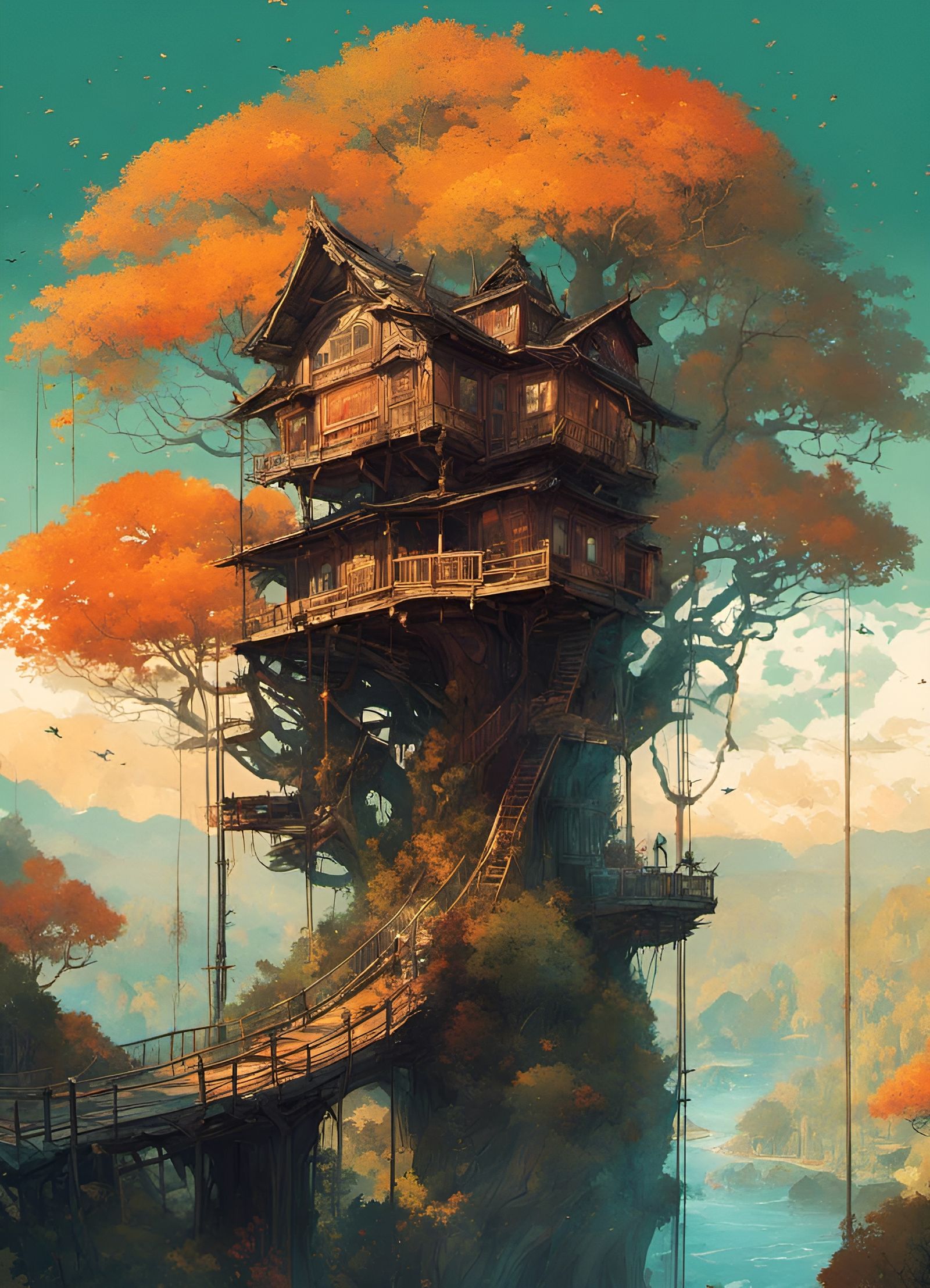 Ornate Treehouse: Hyperdetailed Matte Photography