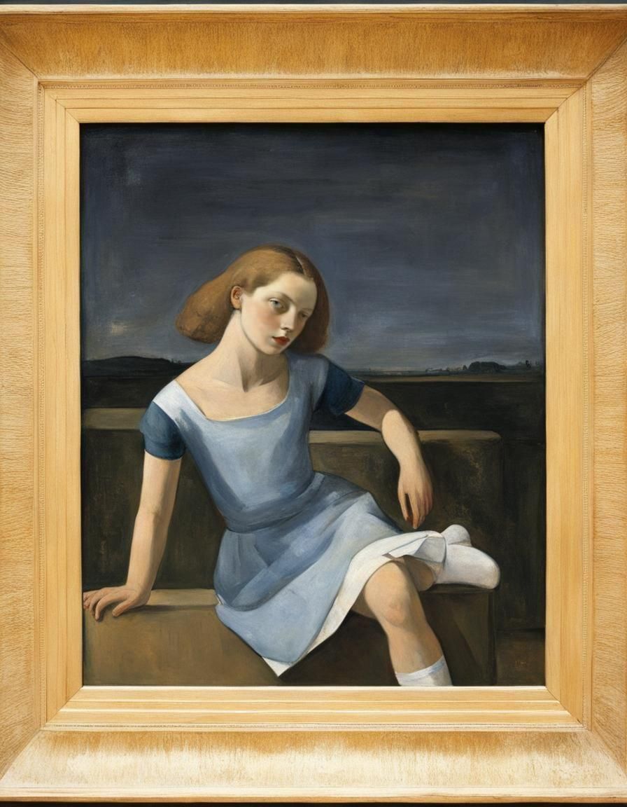 Elegant Woman in White Skirt, Vintage Painting Style