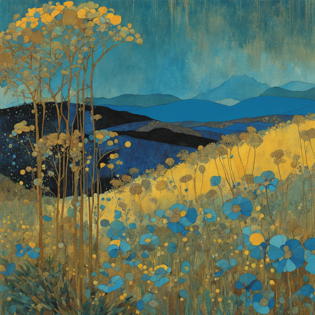 Vibrant Abstract Floral in Symbolist Style