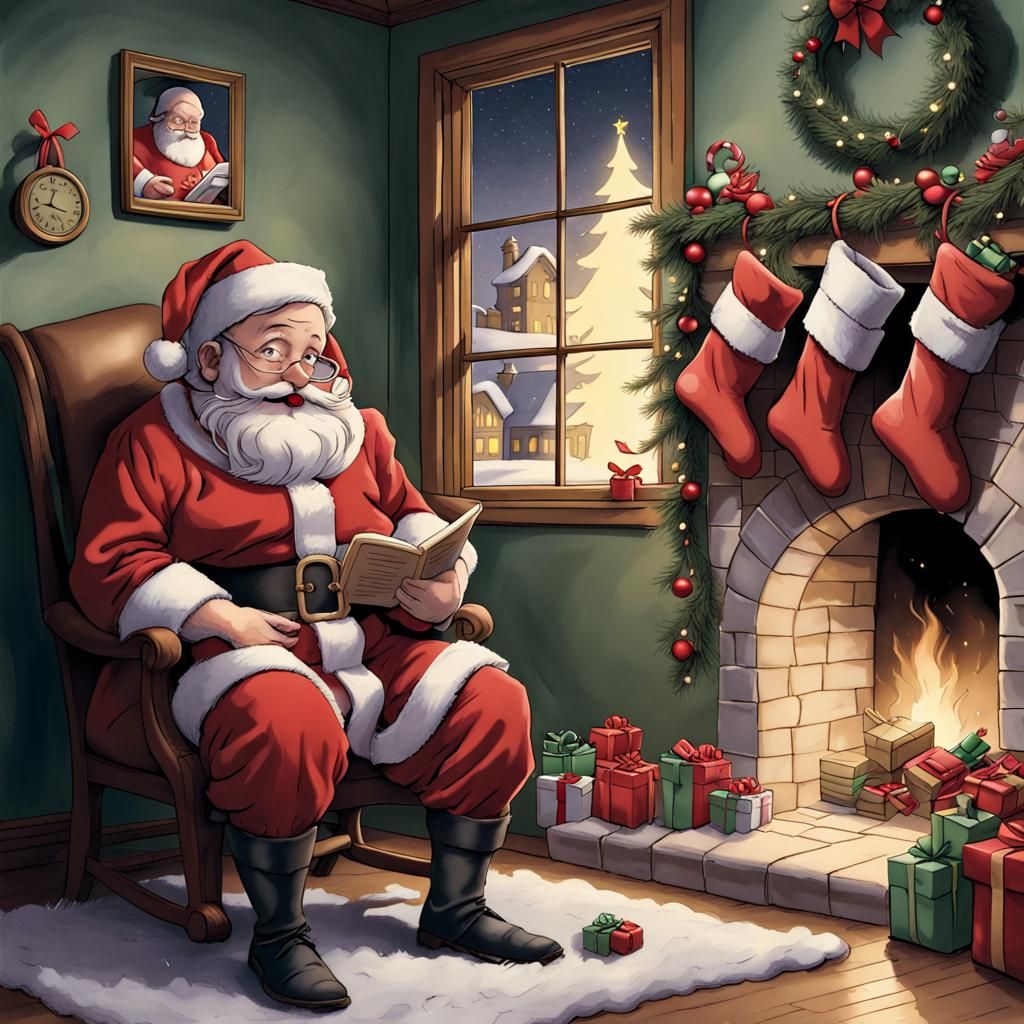 Manga Cartoon Christmas Eve Scene