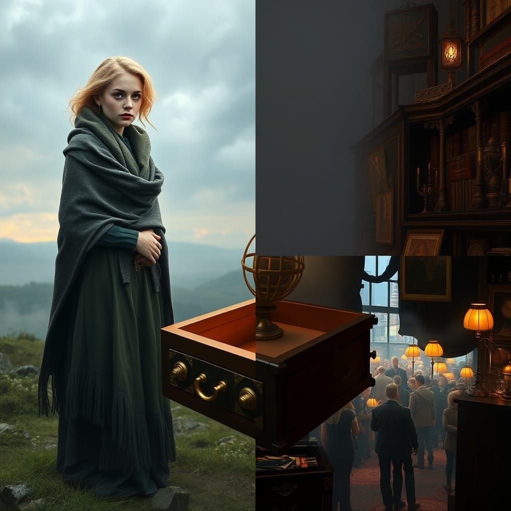 Ethereal Highland Woman on a Misty Moor