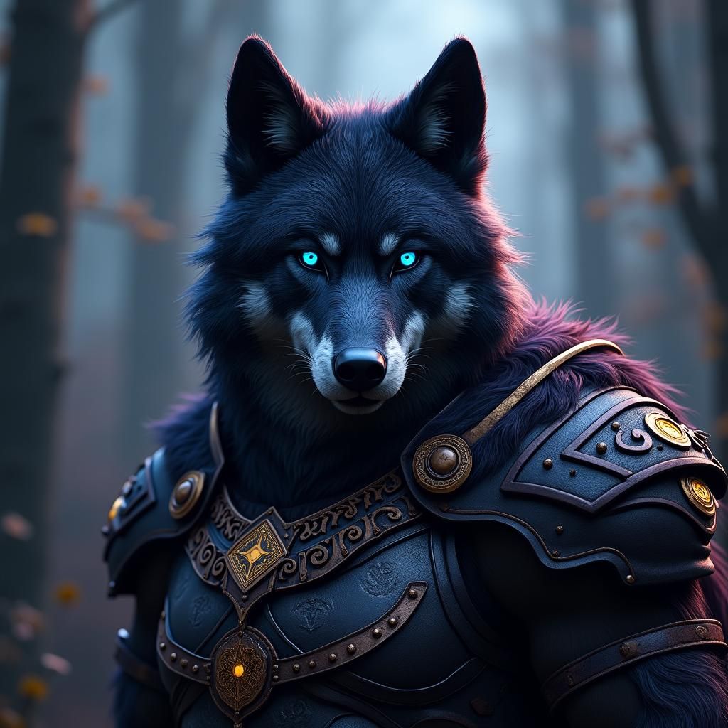 Handsome Anthro Timberwolf Badboy in Ornate Armor