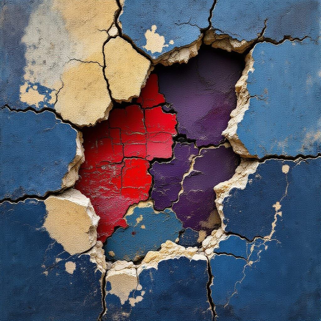 Abstract Gaza Map on Cracked Plaster Wall