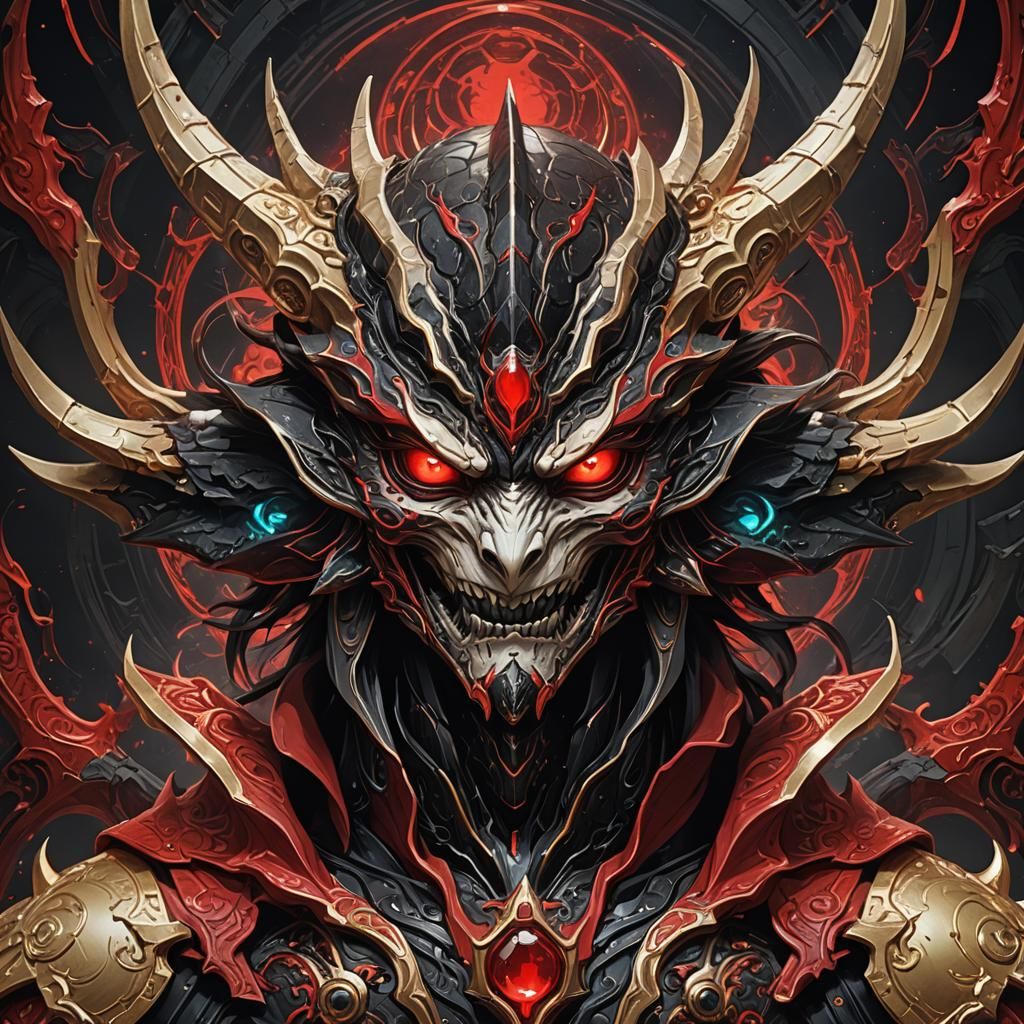 Bioluminescent Demonic Sarcophagus in Eldritch Solar Eclipse