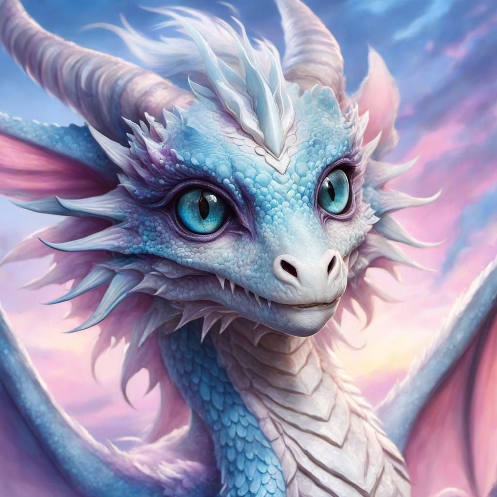 Pastel Alien Dragon Portrait in Anime Style