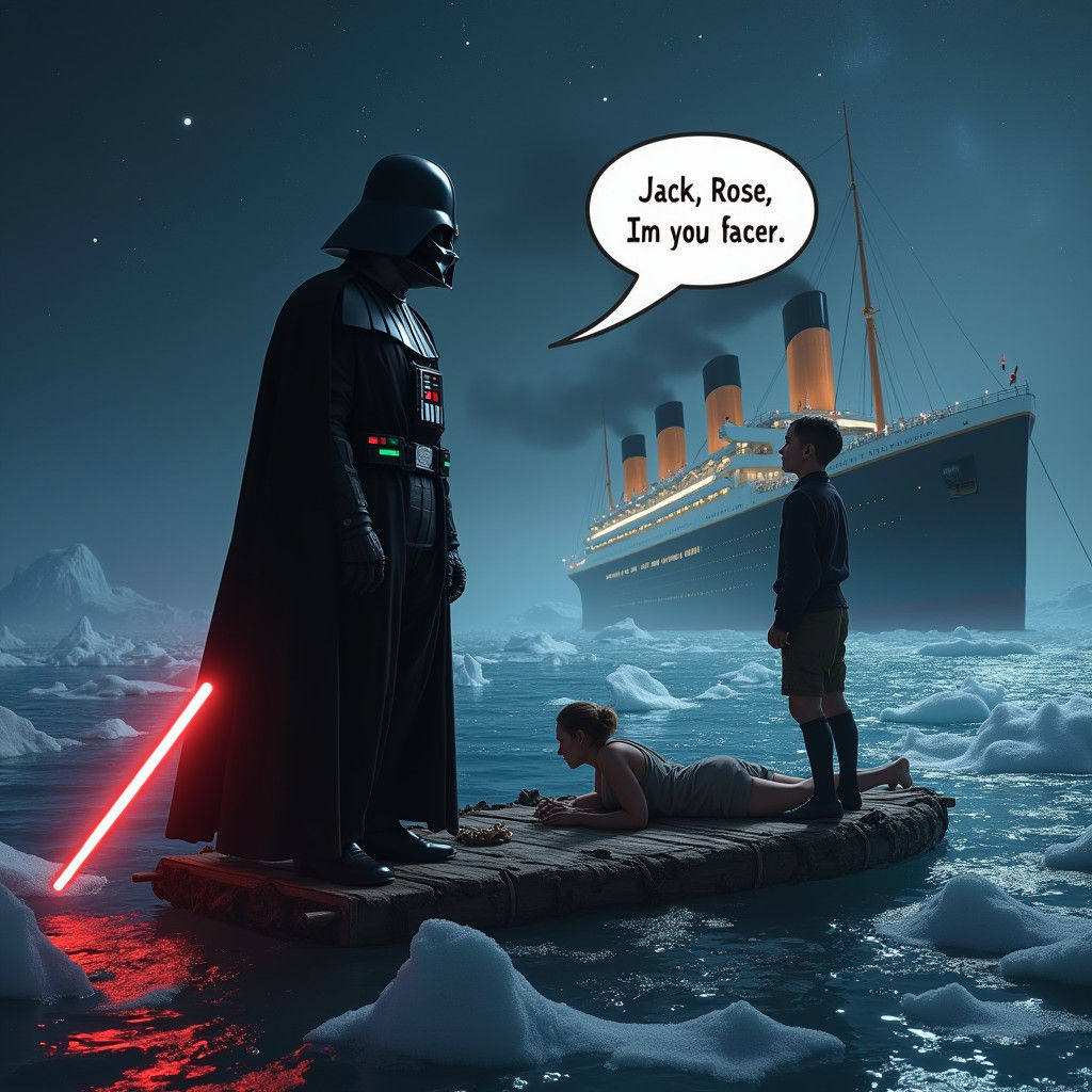 Darth Vader Meets Titanic: A Surreal Confrontation