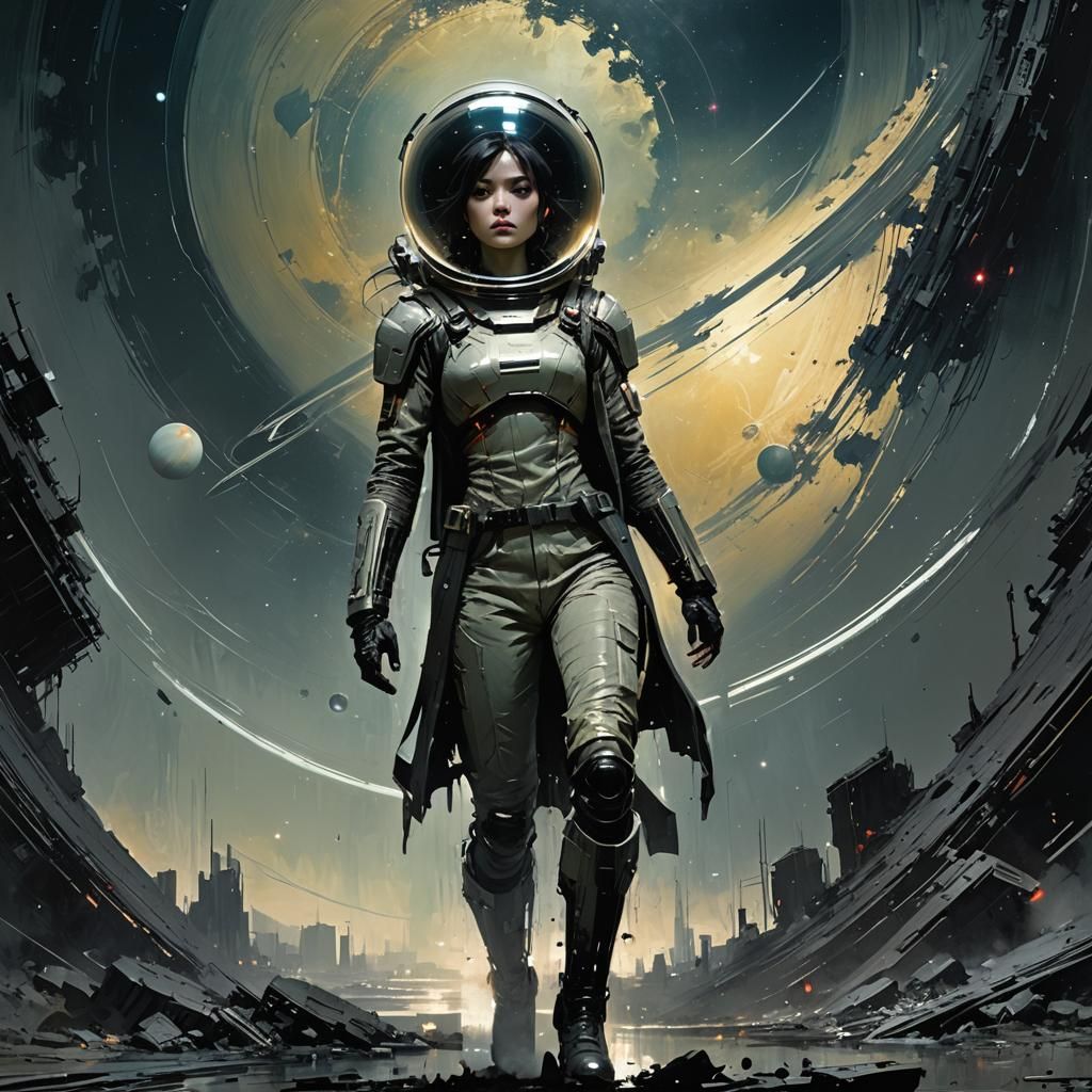 Saturn's Rings Reflect Light in Sinister Matte Painting