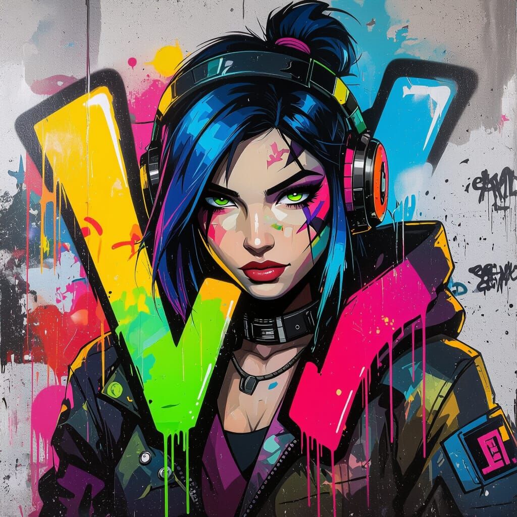 Vi from Arcane in Graffiti Art Style