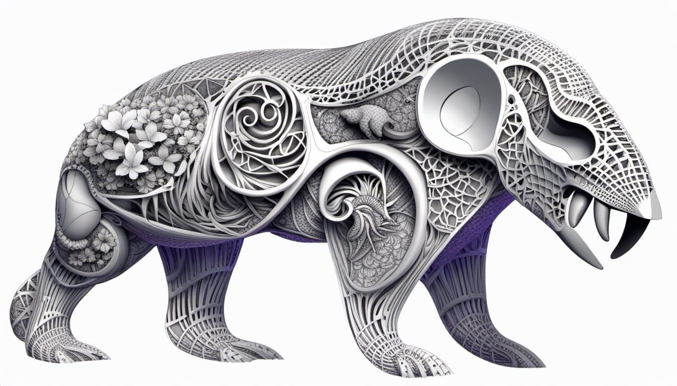 Australian Native Fauna in Fractal Zentangle Style