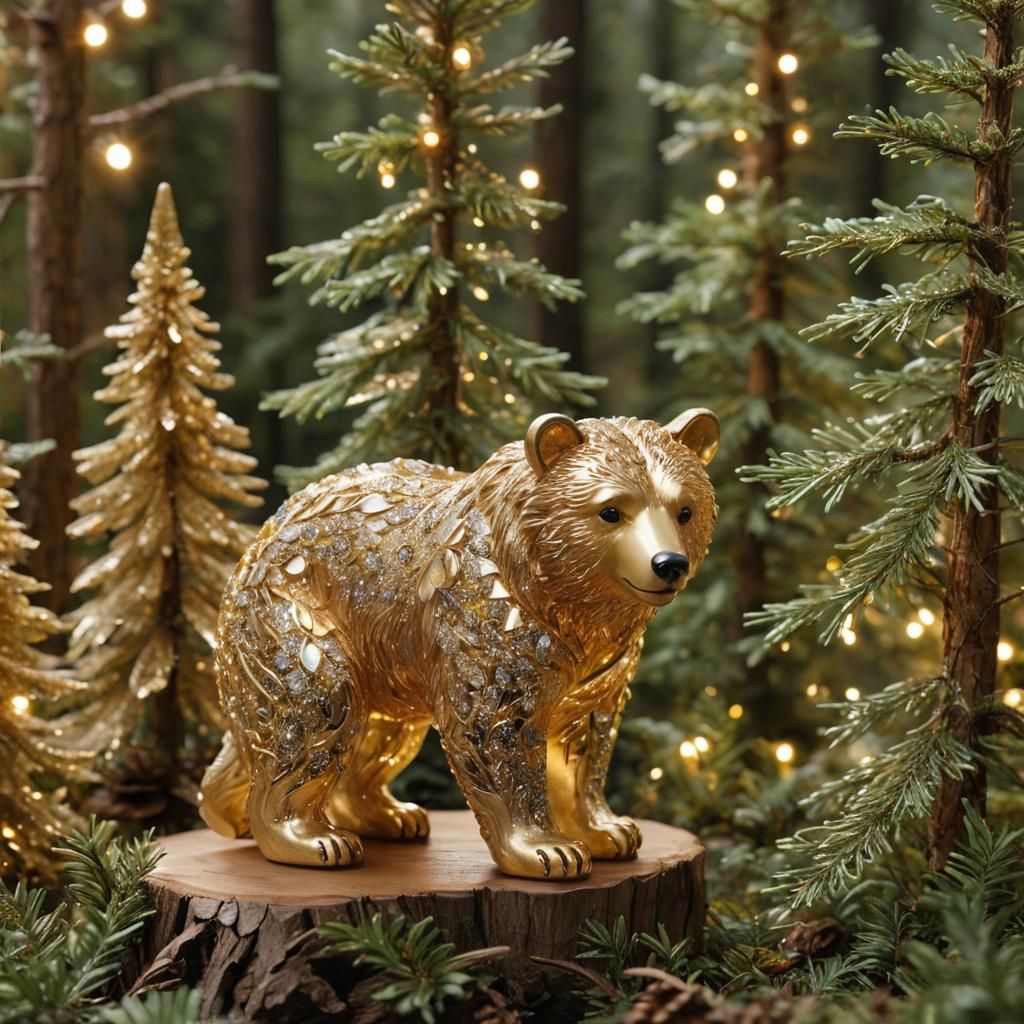 Golden Crystal Bear in Miniature World