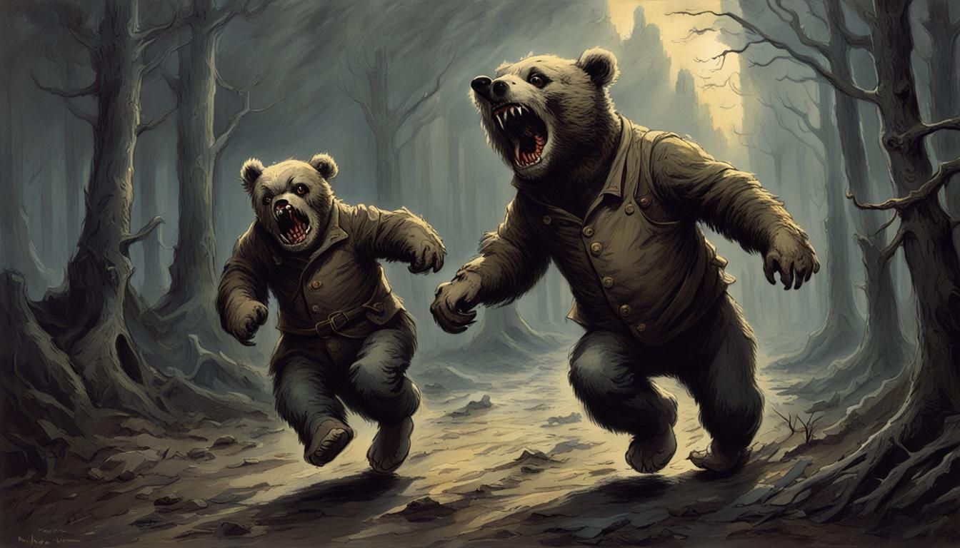 Menacing Teddy Bear with Big Teeth Runs Amok