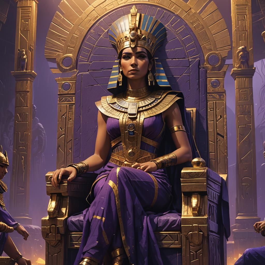 Queen Cleopatra on Her Throne: Fantasy Concept Art