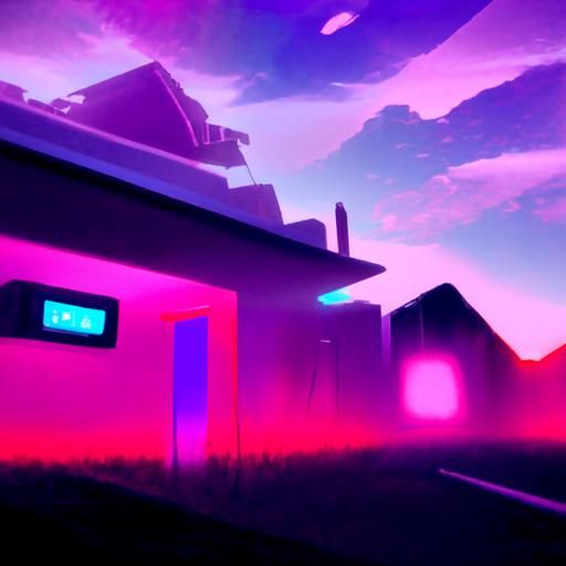 Synthwave Neon Landscape at the Edge of Nowhere