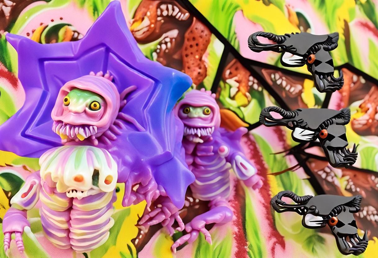 Clownwave Mantis Larva Sculpture in Clowncore Style