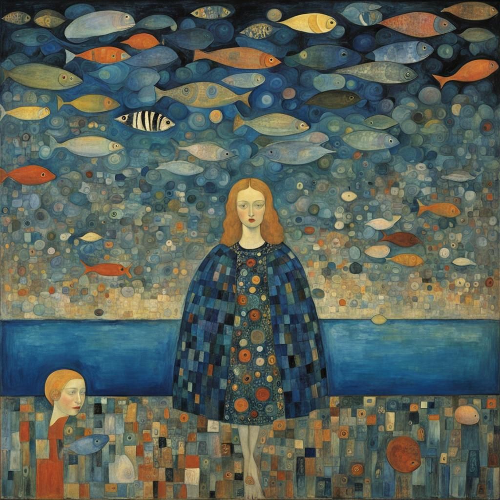 Deep Blue Sea, Inspired by Klee, Klimt and Others