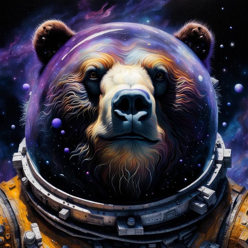 Obese Bear Astronaut in Cosmic Nebulae: Microphotograph