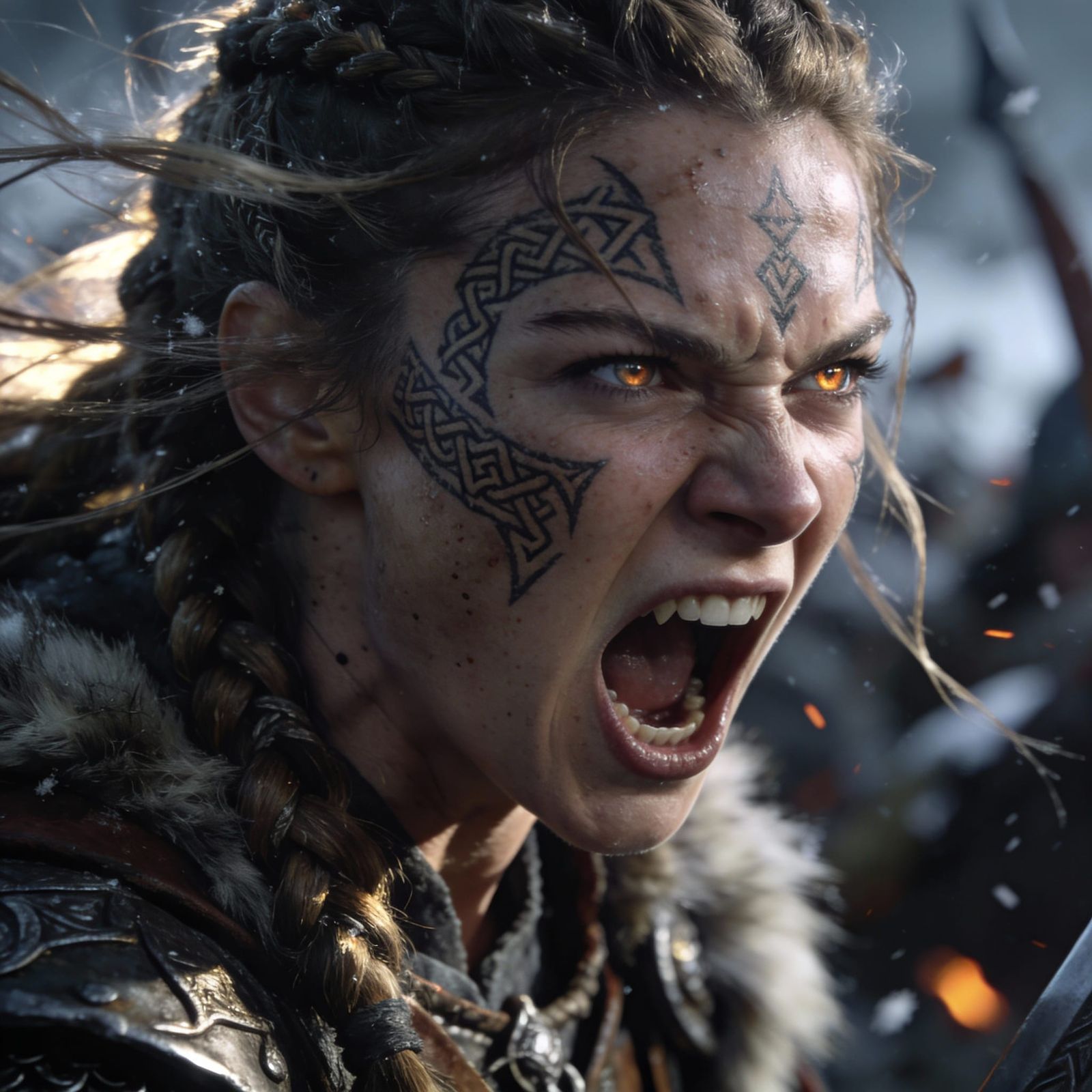 Fierce Viking Warrior Unleashes War Cry in Hyper-Realistic S...