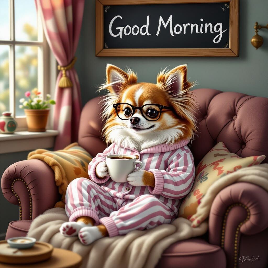 A delightful and comical cartoon scene featuring a charming ...