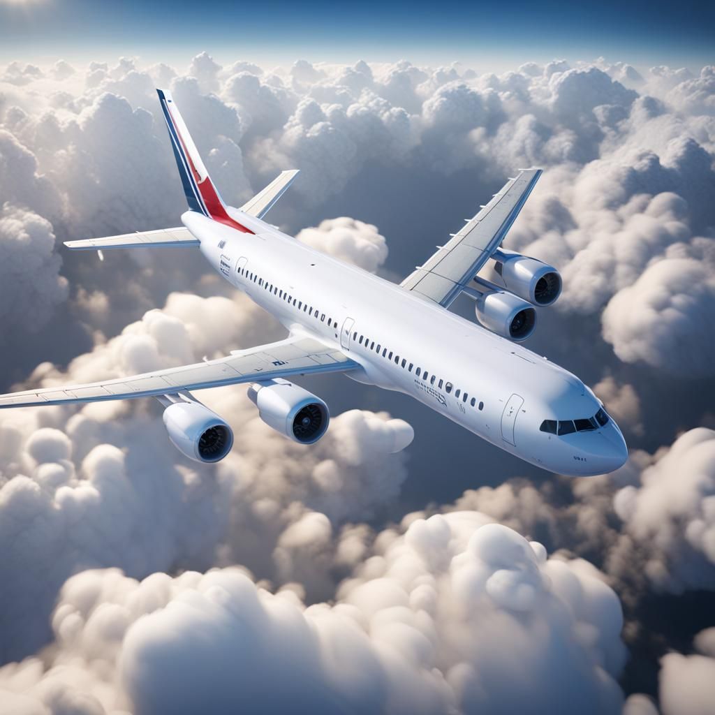 French Plane Over Clouds in 3D Cinematic Style
