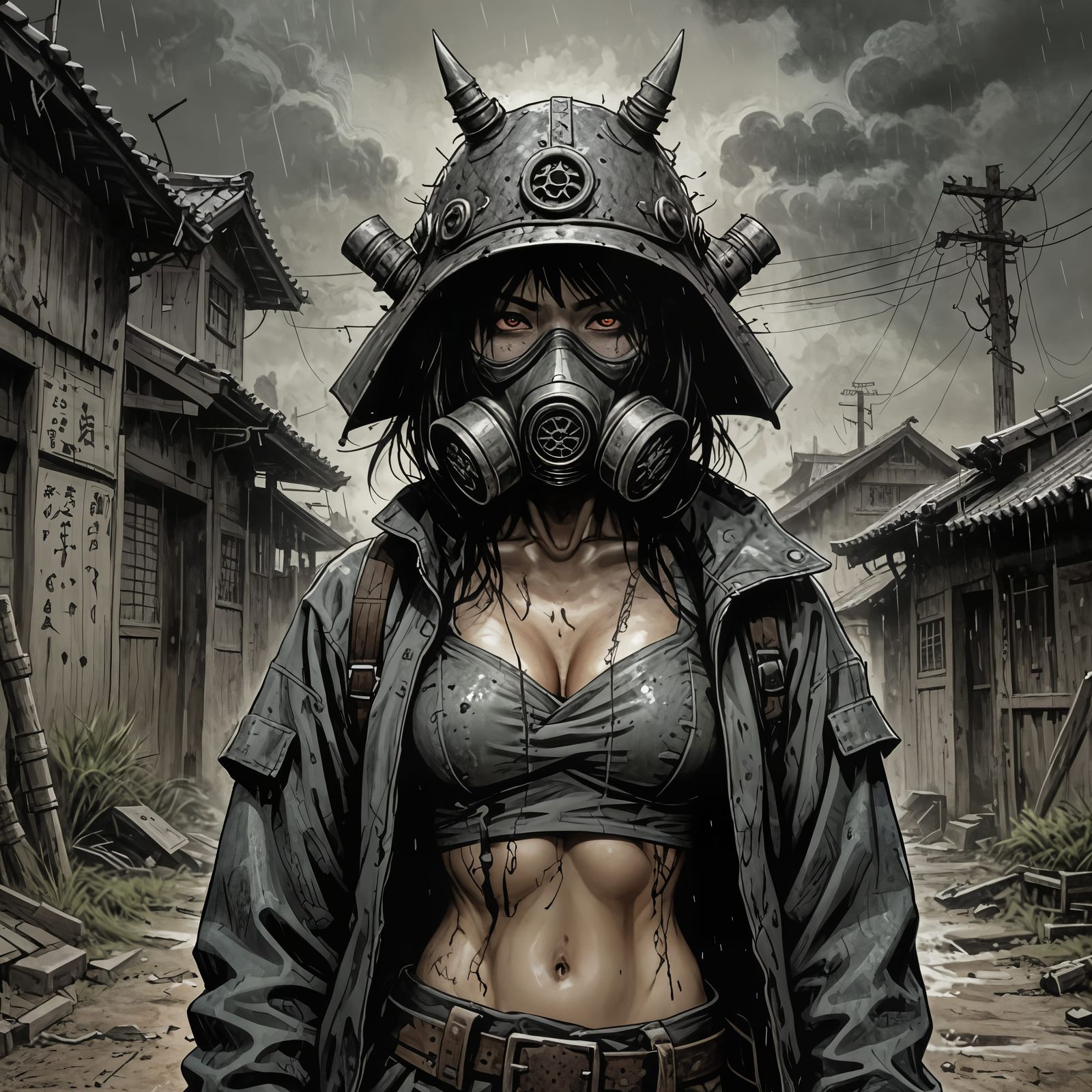 Wasteland Samurai: Evil Woman in Comic Style