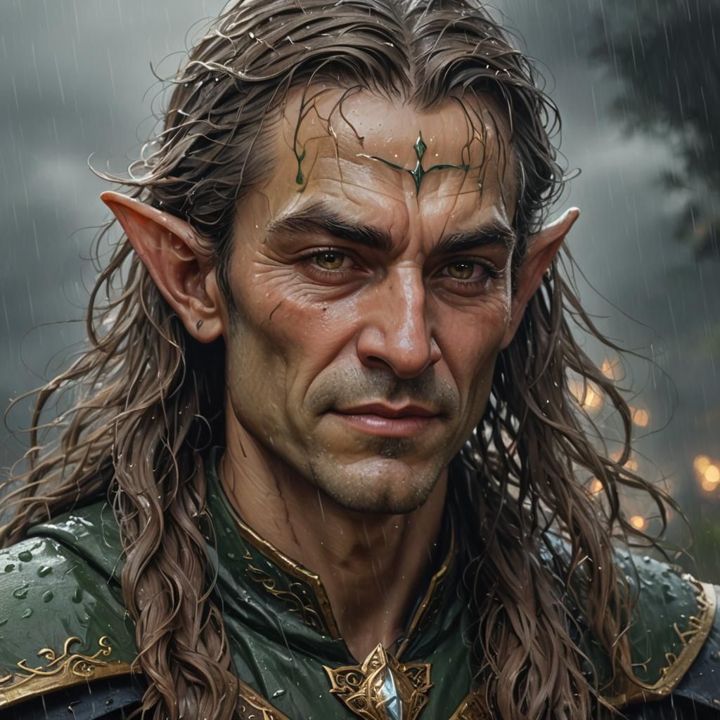 Elven Man Smoking Portrait in Detailed Digital Oil Painting
