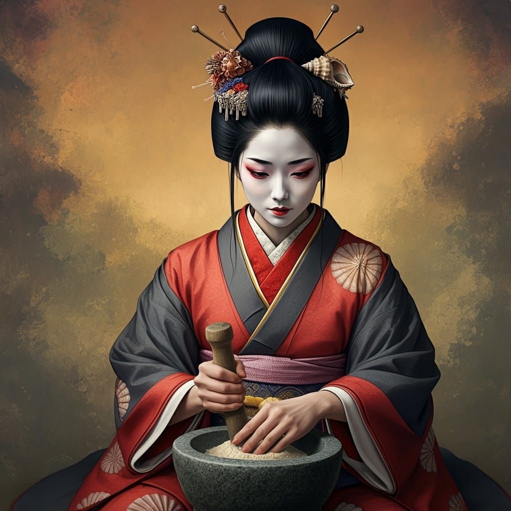 Japanese Healing Goddess in Edo Period Kimono