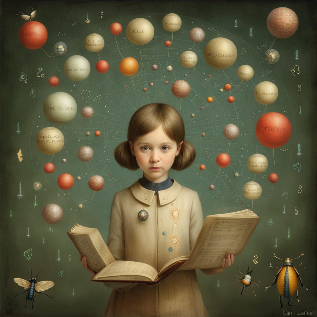 Girl's Passion for Science in Detailed Collage