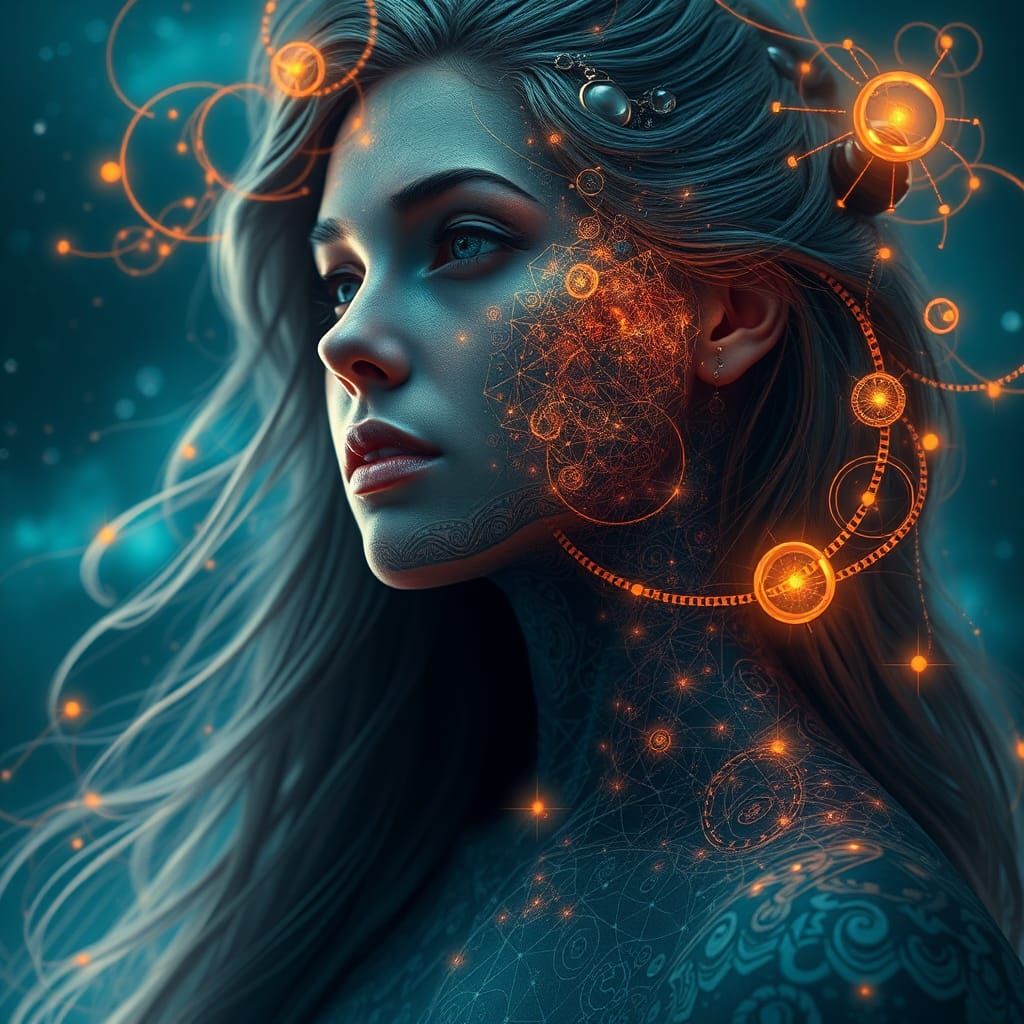 Celestial Woman Visualizing Complex Equations as Digital Art