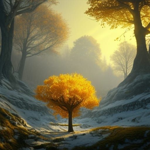 Fairycore Elder Tree in Winter Sunlight