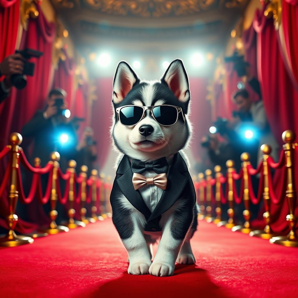 Glamorous Husky Puppy Red Carpet Debut