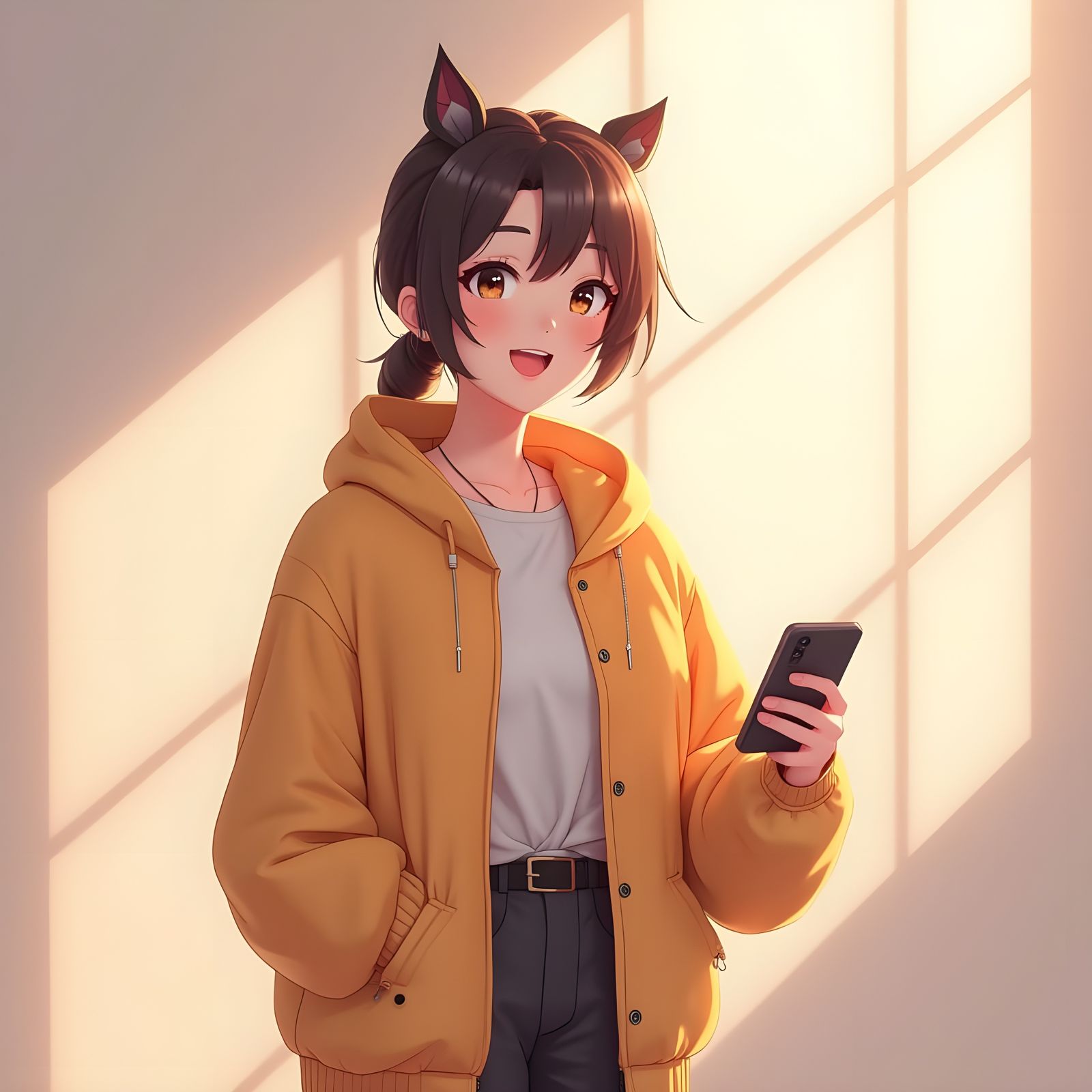 Cheerful Digital Influencer in Anime Style