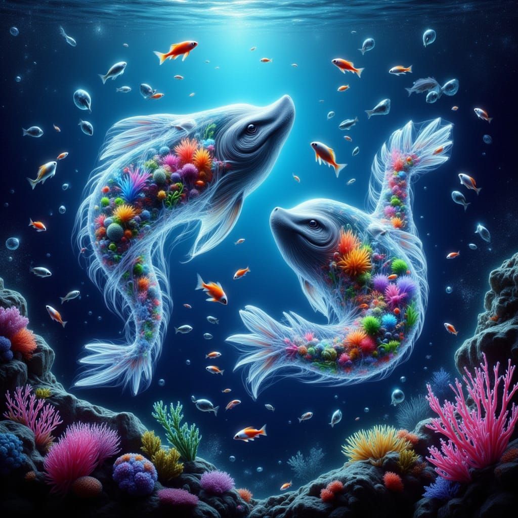 Biodiverse Bioluminescent Scene in Crystal Clear Water