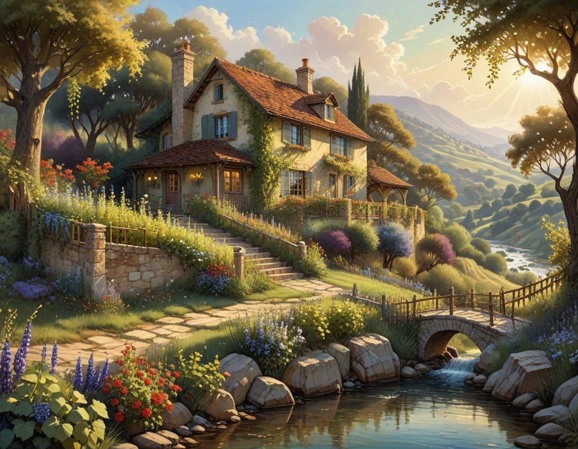 Vineyard Haven in Whimsical Watercolor Style