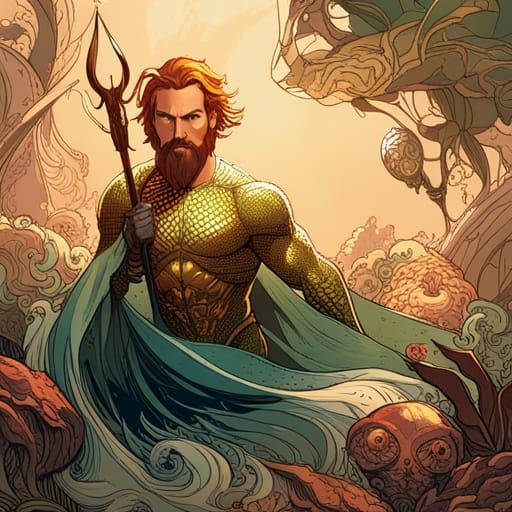 Aquaman in Luminous Digital Painting Style
