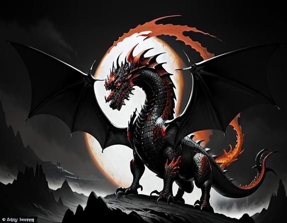 Fiery Dragon in Dynamic Fantasy Art Style