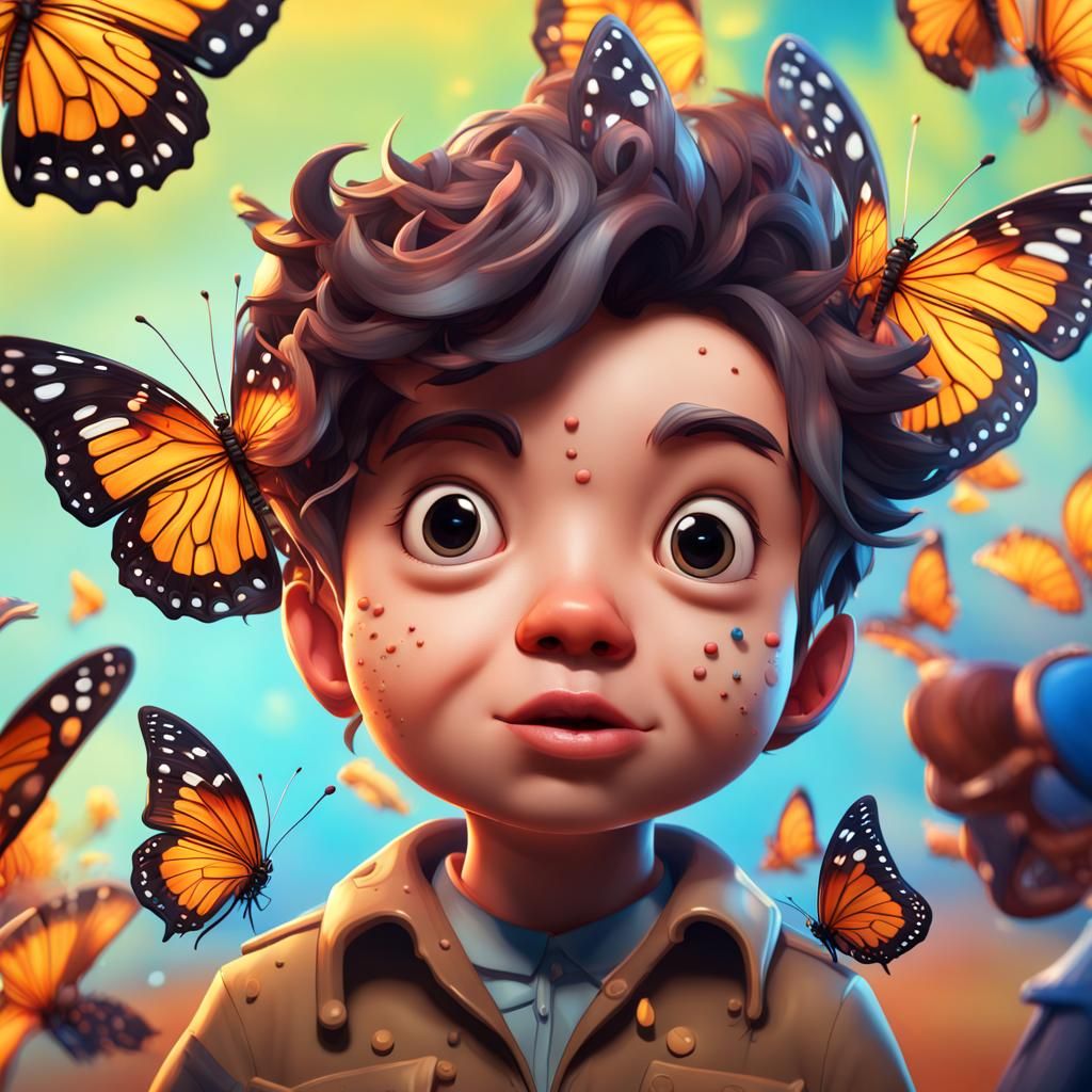 Hyperrealistic Butterfly Cartoon Character Concept Art