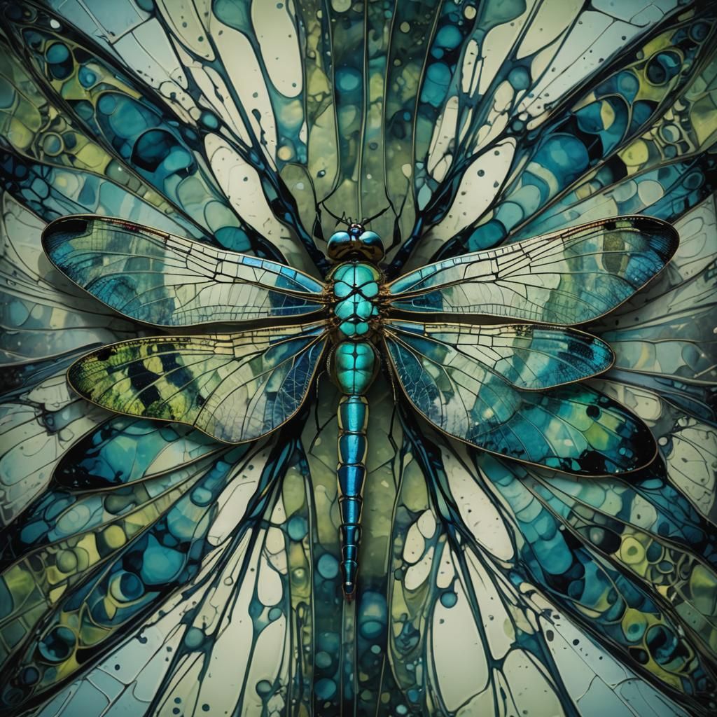 Dragonfly with Iridescent Wings in Surrealist Style